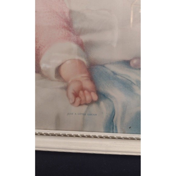 Just A Little Dream By Annie Benson Muller, Vintage Framed Print Sleeping Baby - Picture 3 of 6